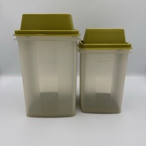 2 Vintage Tupperware Pickle Keepers Avocado Green 1330-6 & 1560-6 Pick-A-Deli